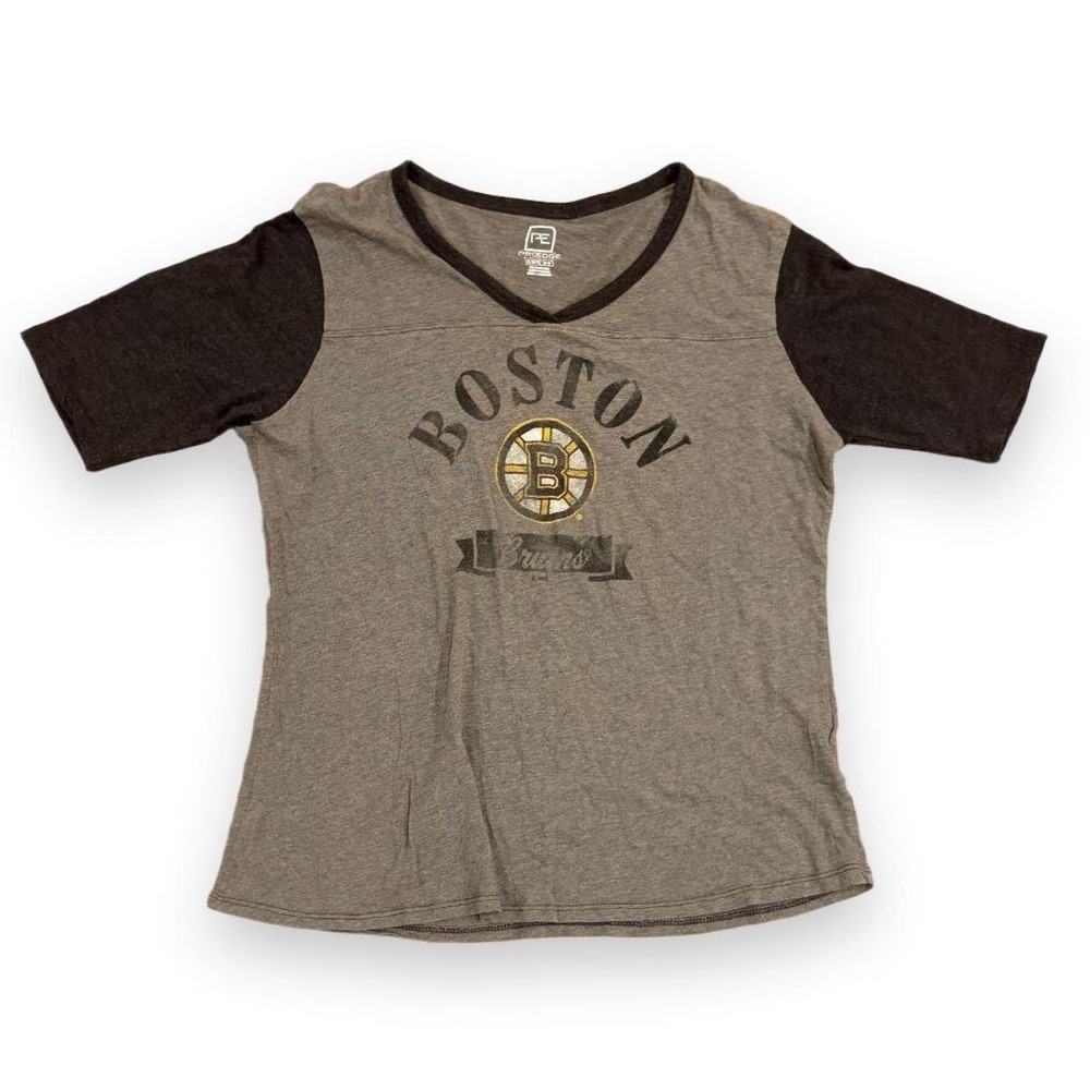 Boston Bruins Brad Marchand 63 NHL V-Neck T-Shirt Women Small Grey Pro Edge